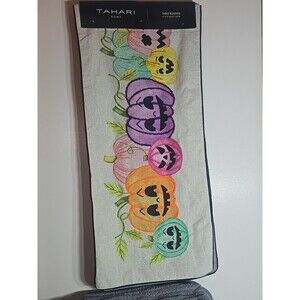 Tahari Home Halloween Pumpkin Multicolor Table Runner 16x72
